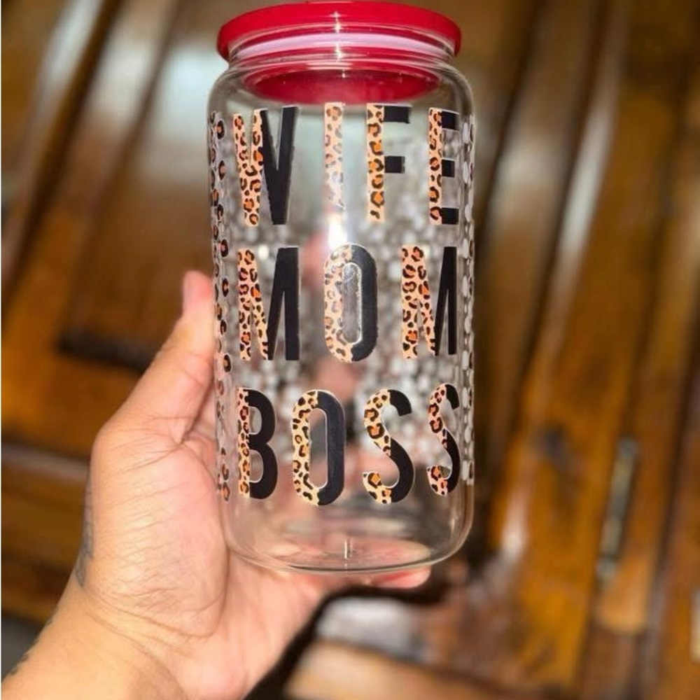 Clear Glass Jar with Red Lid